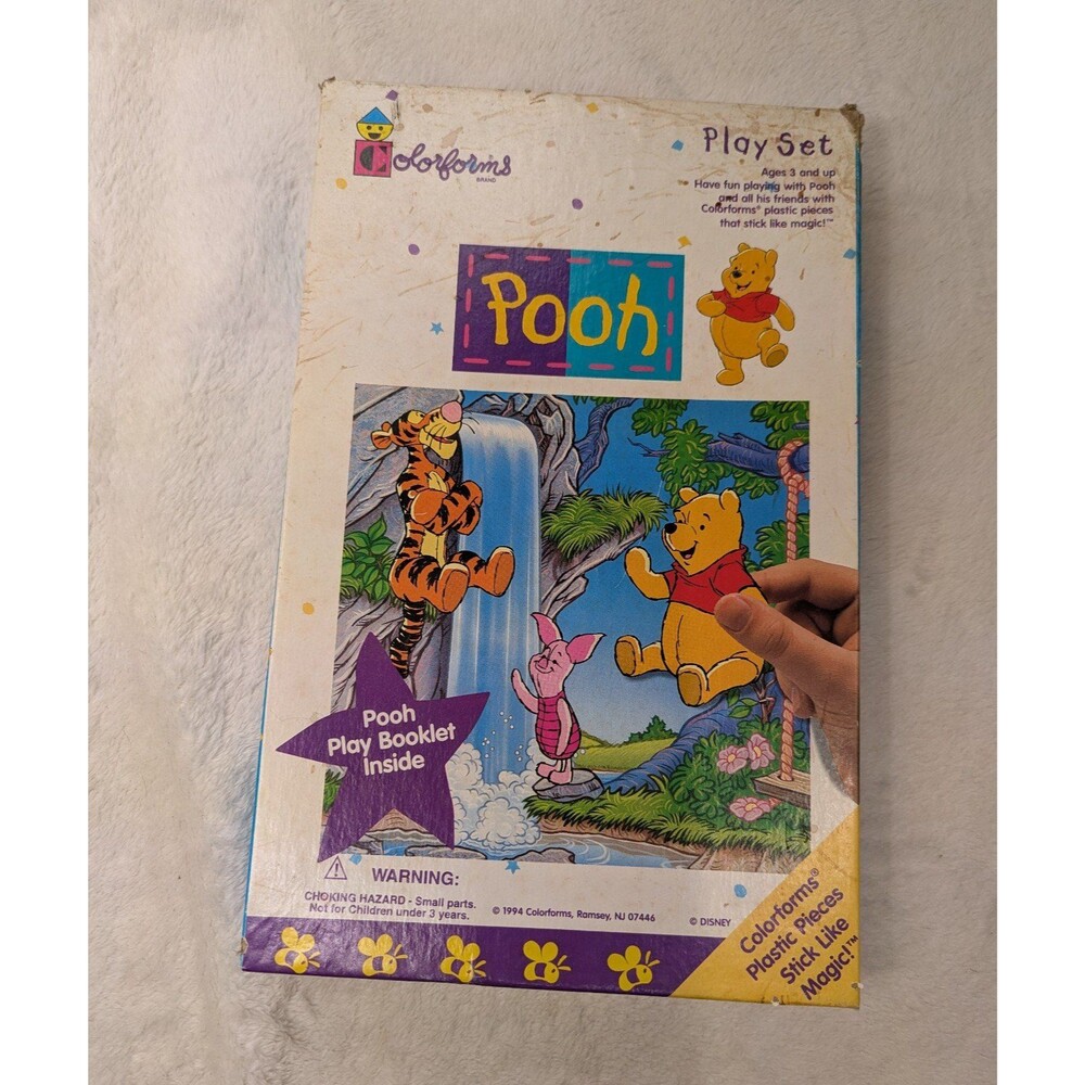 Colorforms Pooh Play Set Plastic Pieces Stick Like Magic cut forms uncut